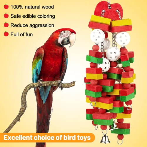 Miniatura 6 de MEWTOGO Juguetes grandes para loros de aves para cacatúas, guacamayos grises africanos y loros amazónicos, regalo para pájaros Rojo