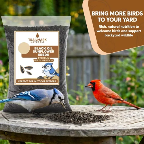 Miniatura 2 de Semillas de girasol de aceite negro de 50 libras para pájaros - Alimento premium para la vida silvestre - Sin OMG - Cultivado en los Estados Unidos