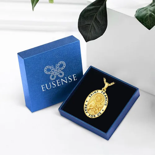 Miniatura 69 de Eusense San Miguel San Cristóbal San Benito San Judas Virgen María Collar chapado en oro 925 joyería religiosa para hombres y mujeres, collar
