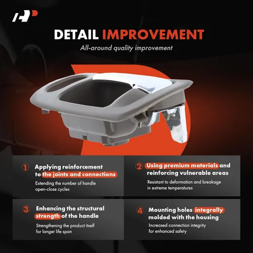 Miniatura 3 de A-Premium Manija de puerta interior delantera izquierda del lado del conductor con orificio de bloqueo compatible con Honda Civic 2001 2002 2003