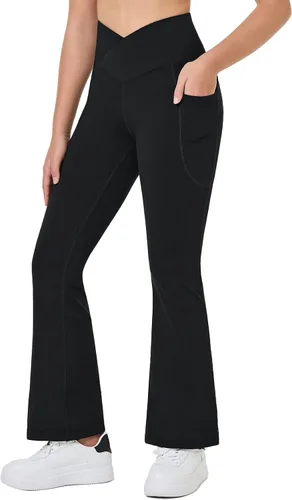 BALEAF Leggings acampanados para niñas, cintura alta, corte de bota, pantalones de yoga y danza, leggings con bolsillos