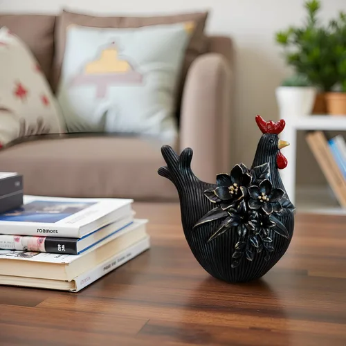 Miniatura 5 de Escultura decorativa de gallo para jardín (gallina negra)