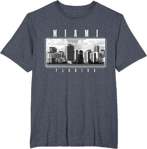 Miniatura 19 de Miami Skyline Florida Pride Vintage Miami Camiseta, Negro