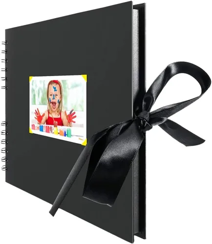 Rocutus Álbum de recortes, 11.6 x 8.3 pulgadas, kit de álbumes de recortes, 80 páginas negras, álbum de fotos, páginas de bricolaje, ideal para