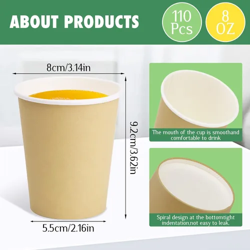 Miniatura 21 de Vasos de papel de 8 onzas, paquete de 150 unidades, tazas de café de papel desechables para bebidas calientes o frías para fiestas, picnic, Azul