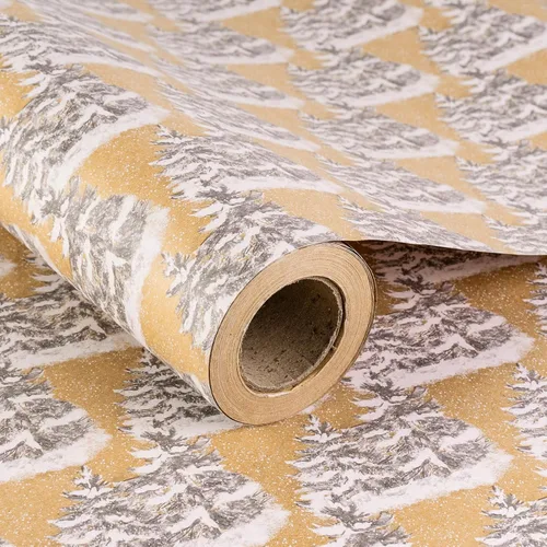 RUSPEPA - Papel de envolver de Navidad, rollo jumbo de papel kraft – diseño de árbol de Navidad blanco para envolver regalos navideños – 24 pulgadas