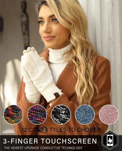 Miniatura 5 de FZ FANTASTIC ZONE Womens Winter Touchscreen Gloves for Cold Weather, Chenille Warm Knit Gloves
