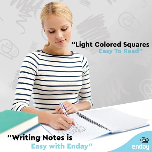 Miniatura 6 de Emraw Enday - Cuaderno de papel cuadriculado (paquete de 4), cuaderno de espiral de papel cuadriculado, cuaderno de gráficos, cuaderno de papel