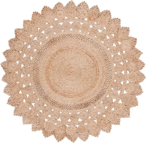 SAFAVIEH Alfombra de área de colección de fibra natural, redonda, 3 pies, natural, diseño de yute de granja, ideal para zonas de alto tráfico en