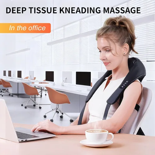 Miniatura 6 de TISSCARE - Masajeador de cuello para alivio del dolor de tejido profundo con 2 niveles de calor, masajeador Shiatsu de amasado de espalda sin manos