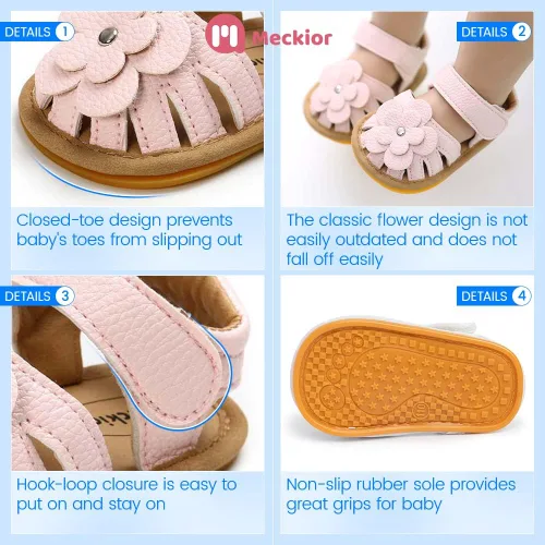 Miniatura 191 de Meckior Sandalias de verano con punta abierta y suave de piel sintética para bebés y niñas pequeñas