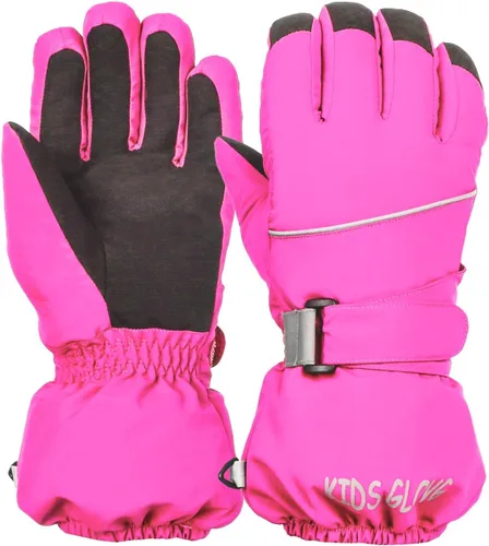 Guantes de esquí para niños, impermeables, cálidos, para clima frío, resistentes al viento, antideslizantes, para snowboard y nieve (4-14 años)