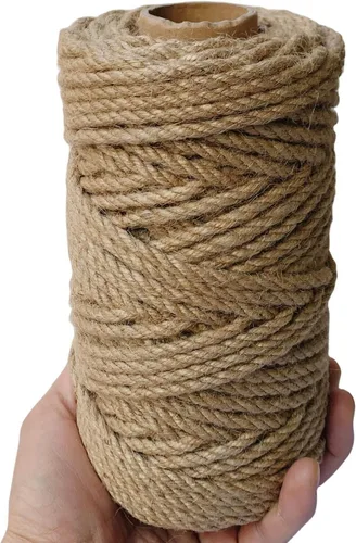 Cuerda de yute de 0.197 in, cuerda trenzada de yute de 164 pies, cuerda de cuerda gruesa y resistente para obras de arte de bricolaje, agrupación,