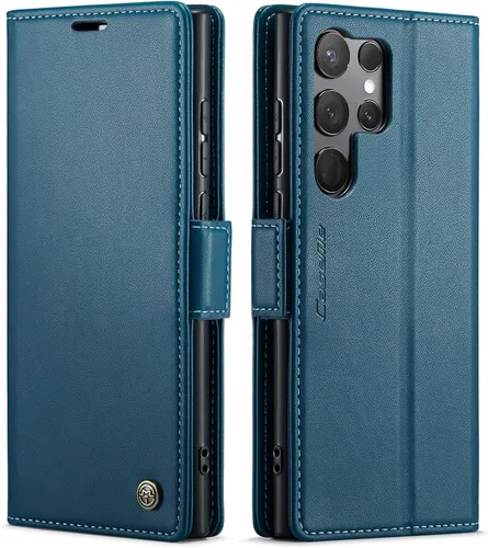 Miniatura 29 de QLTYPRI Funda tipo cartera para Samsung Galaxy S22 Ultra, funda magnética de piel sintética de alta calidad con bloqueo RFID, ranuras para tarjetas
