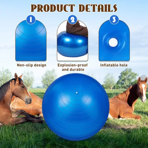 Miniatura 3 de Sotiff 2 pelotas de caballo de 40 pulgadas para jugar, caballo grande, equino, pastoreo, antiestallido, pelota de fútbol gigante para perro, bomba