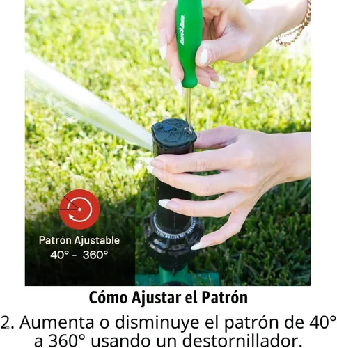 Miniatura 6 de Rain Bird 42SASPG 42SA - Rociador de accionamiento por engranajes para césped y jardín en espiga verde resistente, patrón ajustable de 40° a 360°