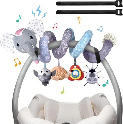 MONSTIME Juguetes Musicales para Asiento de Automóvil Juguetes para Recién Nacidos, Juguetes para Cochecito Juguetes para Bebés 0-6 Meses Juguetes