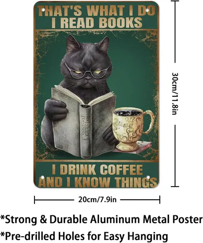 Miniatura 2 de AMOGHASIDDHI Cartel de metal con diseño de gato negro con consejos divertidos de animales, póster de metal vintage de aluminio de 8 x 12 pulgadas