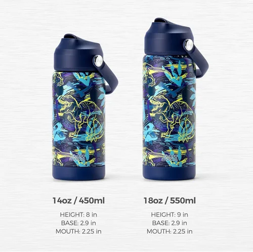 Miniatura 8 de Botella de Agua Choco Mocha para Niños para la Escuela, Botella de Agua Aislada para Niños de Acero Inoxidable para Niños, 14 Oz Camión Monstruo