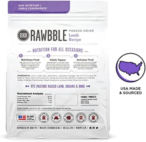 Miniatura 2 de BIXBI Rawbble - Alimento liofilizado para perros, receta de cordero, 26 onzas, 97% de carne y órganos, sin rellenos, comida cruda para perros apta