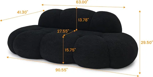 Miniatura 2 de JACH Sofá de nube de 3 plazas para sala de estar, moderno sofá tapizado de sherpa, sofá de ocio minimalista, cómodo sofá nube para apartamento