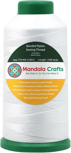Miniatura 355 de Mandala Crafts - Hilo de nailon para coser cuero, tapicería, mezclilla y para trenzar el pelo; resistente, 1500 yardas, tamaño 69 T70 Marrón