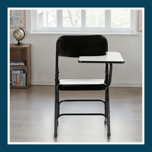 Miniatura 13 de OEF Furnishings OEF5200 Series Sillas plegables resistentes con brazo para tableta, marco de acero, superficie de escritura, soportes dobles