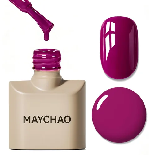 Miniatura 30 de MAYCHAO Esmalte de uñas de gel rosa intenso de 0.5 onzas líquidas, 1 unidad de esmalte de gel rosa brillante, esmalte de uñas que se absorbe con luz