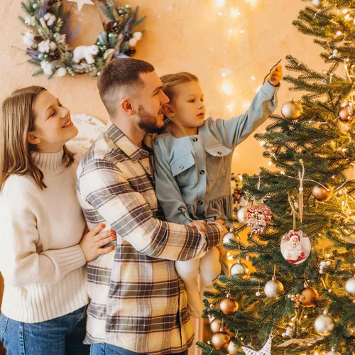 Miniatura 5 de Bemaystar Adornos de Navidad personalizados con foto 2025 – Adornos de Navidad personalizados con imagen y texto, decoración personalizada de árbol