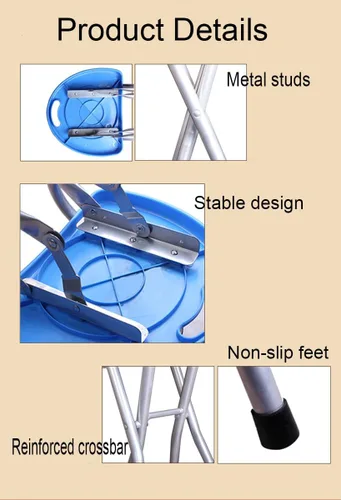 Miniatura 7 de Taburete de bar plegable de 28 pulgadas con respaldo, taburete plegable portátil Counter Height Foldable Stool,Tall Bar Stools for Outdoor Camping