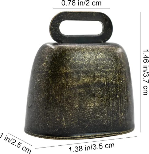 Miniatura 3 de Paquete de 6 campanas de cobre de pastoreo de vaca, caballo, oveja, campanas pequeñas de latón con cuerda de cáñamo, ganado, cabra, cabras