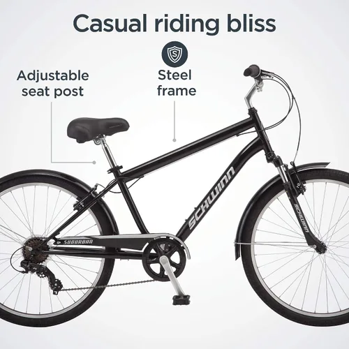 Miniatura 4 de Schwinn Suburban Bicicleta de confort para adultos, hombres y mujeres, ruedas de 26 pulgadas, transmisión de 7 velocidades, marco de aluminio de 16