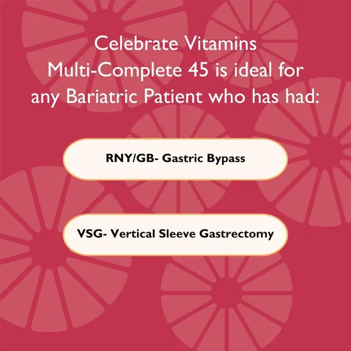 Miniatura 5 de Celebrate Vitamins Multi-Complete Chewables, 45 mg de hierro, multivitamínico bariátrico diario para pacientes con gastrectomía de manga y cirugía