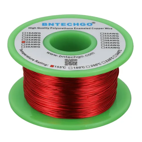 Miniatura 57 de BNTECHGO - Alambre magnético de 26 AWG, cable de cobre esmaltado para bobinado, 4 onzas, 0.0157 pulgadas de diámetro, 1 bobina de color rojo, Rojo 4