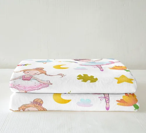 Miniatura 4 de Manta de forro polar con estampado de bailarina rosa para niñas, felpa suave y mullida para cama, sofá, bonita sherpa floral de hoja de palma Multi