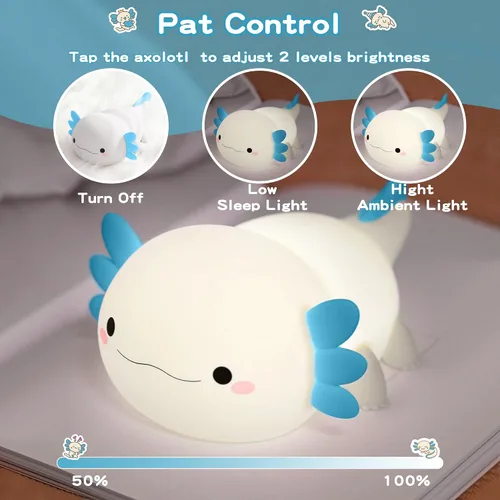 Miniatura 2 de FAMIDUO Luz Nocturna de Ajolote, Linda Lámpara de Ajolote, Luz Nocturna de Silicona de Grado Alimenticio para Guardería, Lámpara de Noche Axolotl
