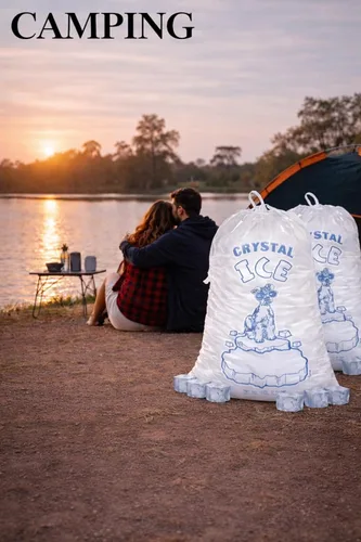 Miniatura 2 de Infinite Pack Bolsas de hielo de plástico de 20 libras con cierre de cuerda de dibujo, paquete 100