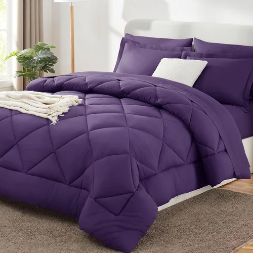 Miniatura 56 de CozyLux - Juego de edredón en una bolsa, para dormitorio universitario, todas las estaciones, edredón, sábanas y fundas para almohada y decorativas