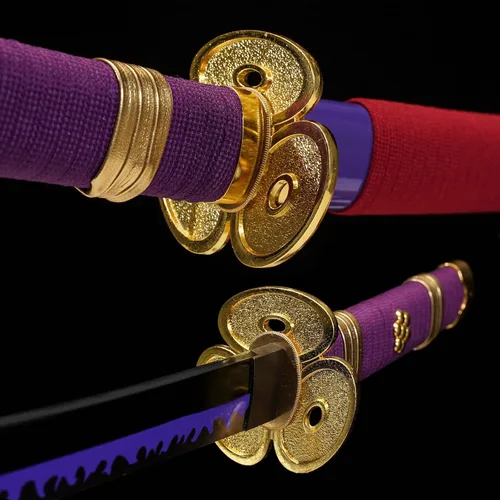 Miniatura 4 de Espada Púrpura Enma Zoro, espada Katana de acero rico en carbono 1095 de 41" de longitud, espadas Samurai de espiga completa, colección de armas