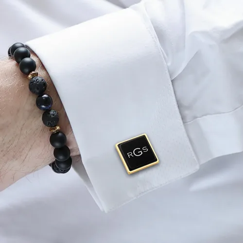 Miniatura 2 de Gemelos dorados con monograma para hombre - Gemelos personalizados para hombres - Gemelos con monograma - Regalo personalizado para el primer