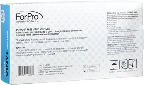 Miniatura 4 de ForPro Disposable Vinyl Gloves, Industrial Grade, Powder & Latex Free, Non-Sterile, Food Safe, 2.75 Mil Palm, 3.9 Mil Fingers Transparente