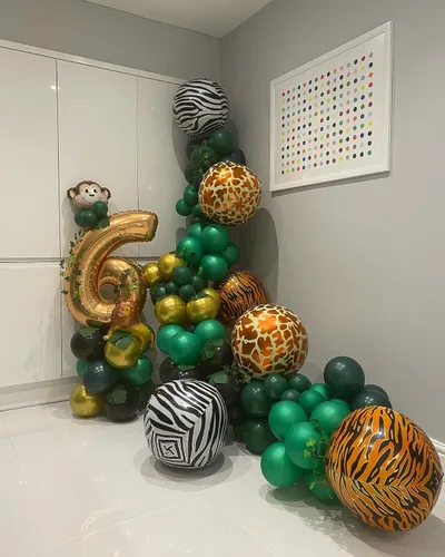 Miniatura 4 de Globos de Jirafa, Elefante, Vida Silvestre, Elefante, Mono, León, Jirafa, Leopardo en Forma de Globos para Decoraciones de Cumpleaños Infantiles