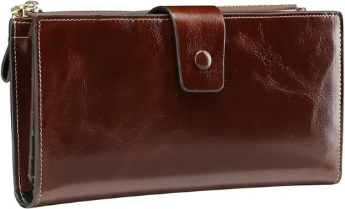 Miniatura 62 de Itslife - Cartera de piel sintética encerada para mujer con bloqueo de identificación de radio frecuencia (RFID), de gran capacidad, encerada