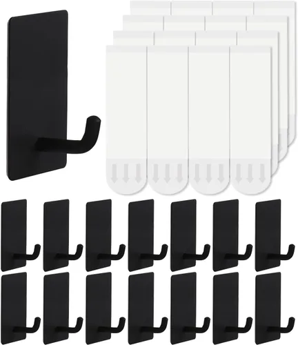 Miniatura 10 de 20 ganchos para toallas con tiras extraíbles para colgar, adhesivo de pared resistente, al aire libre sin daños, gancho adhesivo para baños, ducha