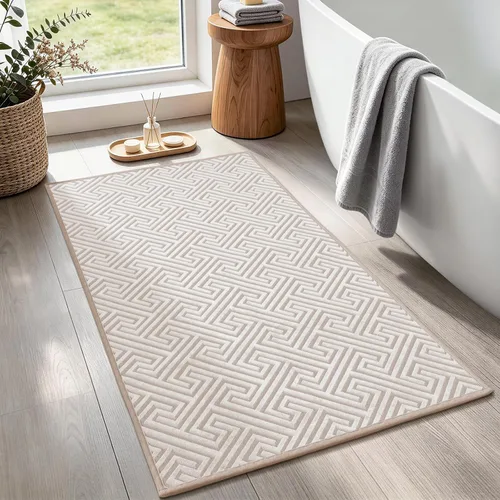 Miniatura 35 de YIHOUSE Beige Bathroom Rugs 17"x24", Quick Dry Non Slip Bath Rug, Absorbent Machine Washable Thin Bath Mat for Restroom Floor Tub Laundry Room Home
