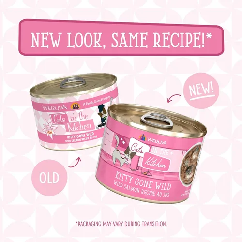Miniatura 2 de Weruva Cats in The Kitchen, Kitty Gone Wild with Wild Salmon Au Jus - Alimento para gatos, lata de 6 onzas (paquete de 24)