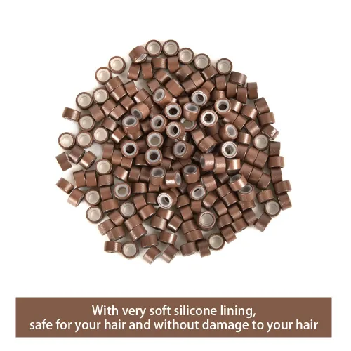Miniatura 5 de 1000 anillos de microeslabones de silicona de alta calidad, cuentas forradas de 0.197 in para extensiones de cabello con punta I