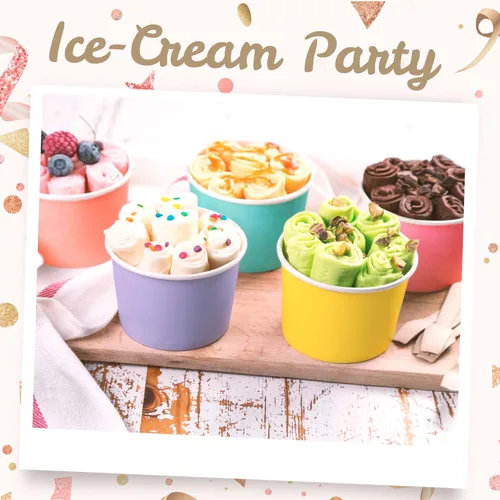 Miniatura 2 de MATICAN Vasos de papel para helado, paquete de 50 cuencos desechables de postre de 9 onzas para bebidas calientes y frías, 9 onzas, 5 colores pastel
