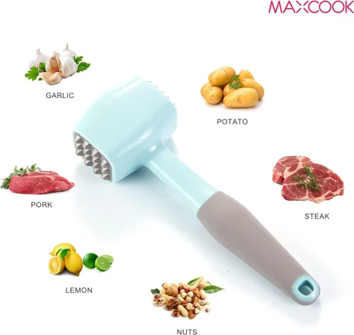 Miniatura 5 de Mazo de martillo ablandador de carne con mango de goma de agarre cómodo, golpeador de carne de doble cara para ablandar carne, carne de res, pollo