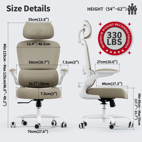 Miniatura 2 de TRALT Silla de Oficina Ergonómica para Escritorio, 330 LBS Sillas de Escritorio de Oficina de Malla para el Hogar con Ruedas, Cómoda Silla Gaming